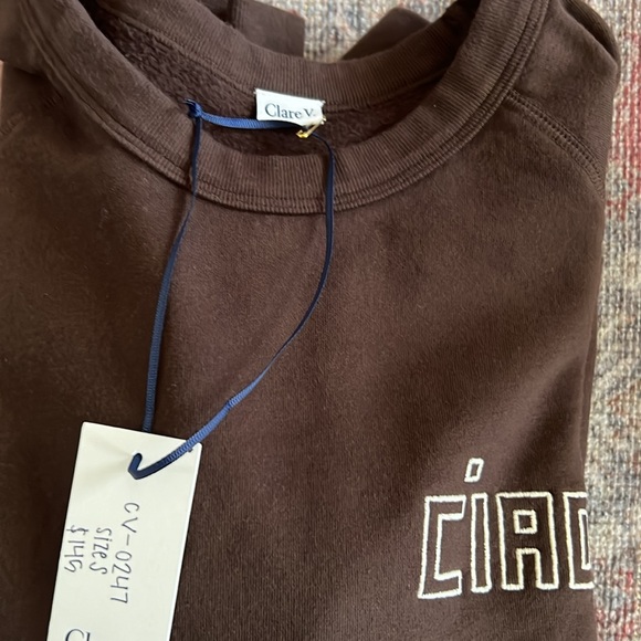 CLARE V. “Ciao” sweatshirt in cocoa in Small NWT - Picture 4 of 5